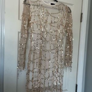 Pretty Little Thing gold sparkly dress with sequins